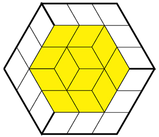 Rhombille tiling. Each rhombus has two 60° and two 120° angles. Rhombille tiling. Each rhombus has two 60° and two 120° angles.
