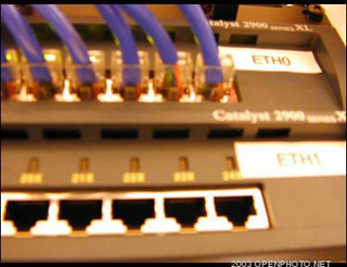 Photo of ethernet connections. Photo of ethernet connections.