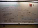 Notes on a whiteboard about observations of color/filters.